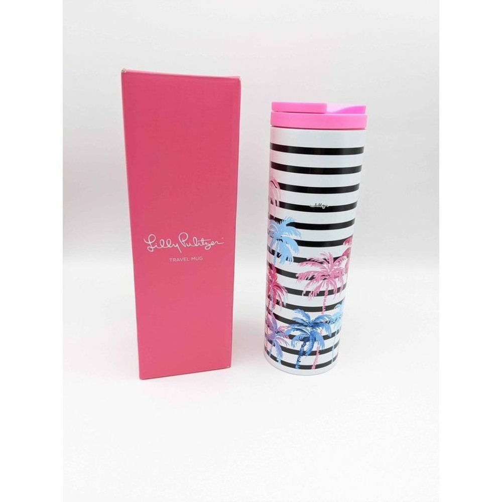 Lilly Pulitzer Desert Palm travel mug with gift